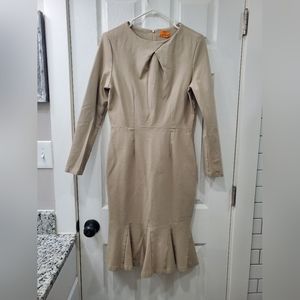 Mary Crafts Tan Bodycon Mermaid Long Sleeve Dress Size 12